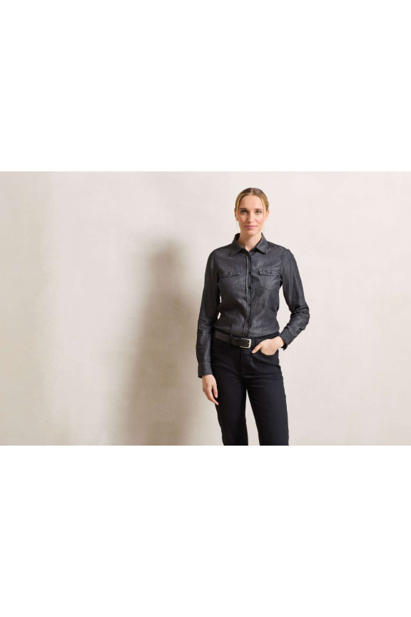 Cămașă Denim cu Cusături Contrastante pentru Femei