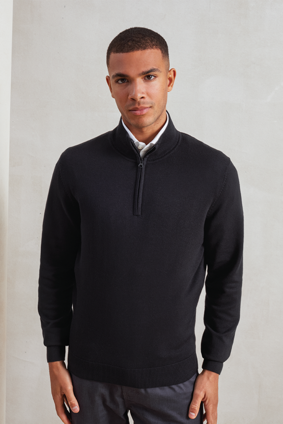 Men's Cotton Blend Quarter-Zip Sweater