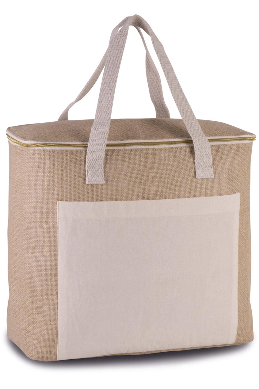 Large Jute Insulated Cooler Bag