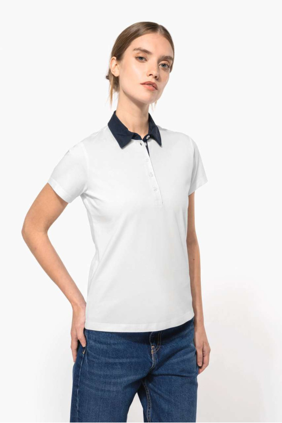 Tricou Polo Dama Bicolor din Jersey - Confort și Stil