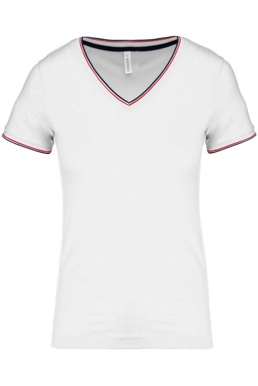 Women's V-Neck Piqué Knit T-Shirt - Stylish & Comfortable