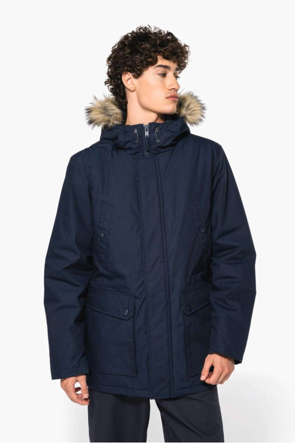 Men's Insulated Winter Parka with Faux Fur Hood