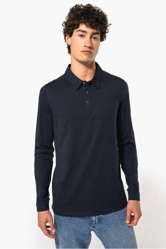 Tricou Polo Bărbați cu Mâneci Lungi din Bumbac