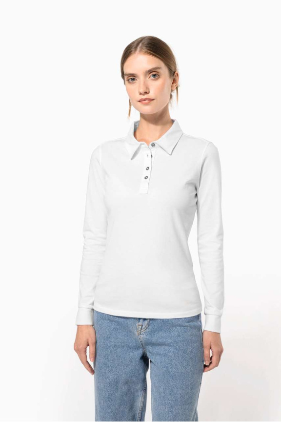 Polo damă cu mânecă lungă din bumbac elegant