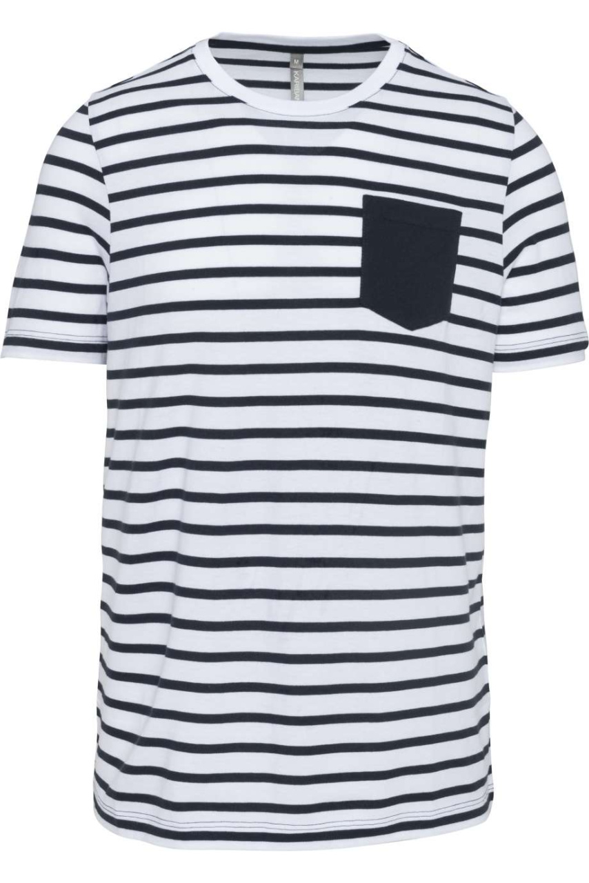 Tricou Marinăresc cu Dungi și Buzunar