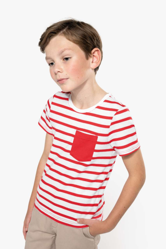 Tricou Marinăresc Copii cu Dungi și Buzunar