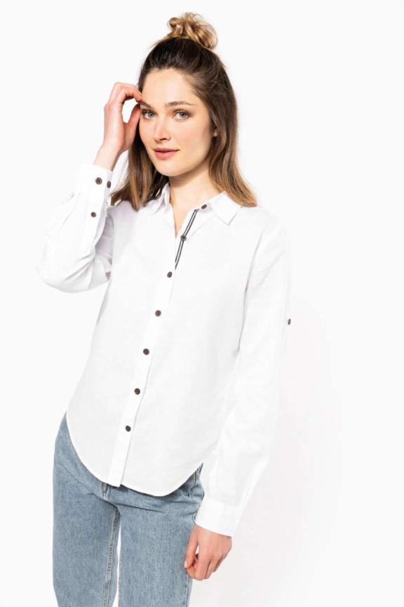 Women's Linen and Cotton Long Sleeve Shirt