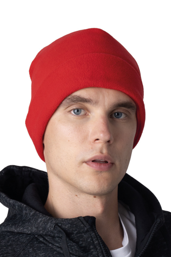 Cozy Red Polar Fleece Beanie - Warm Winter Hat