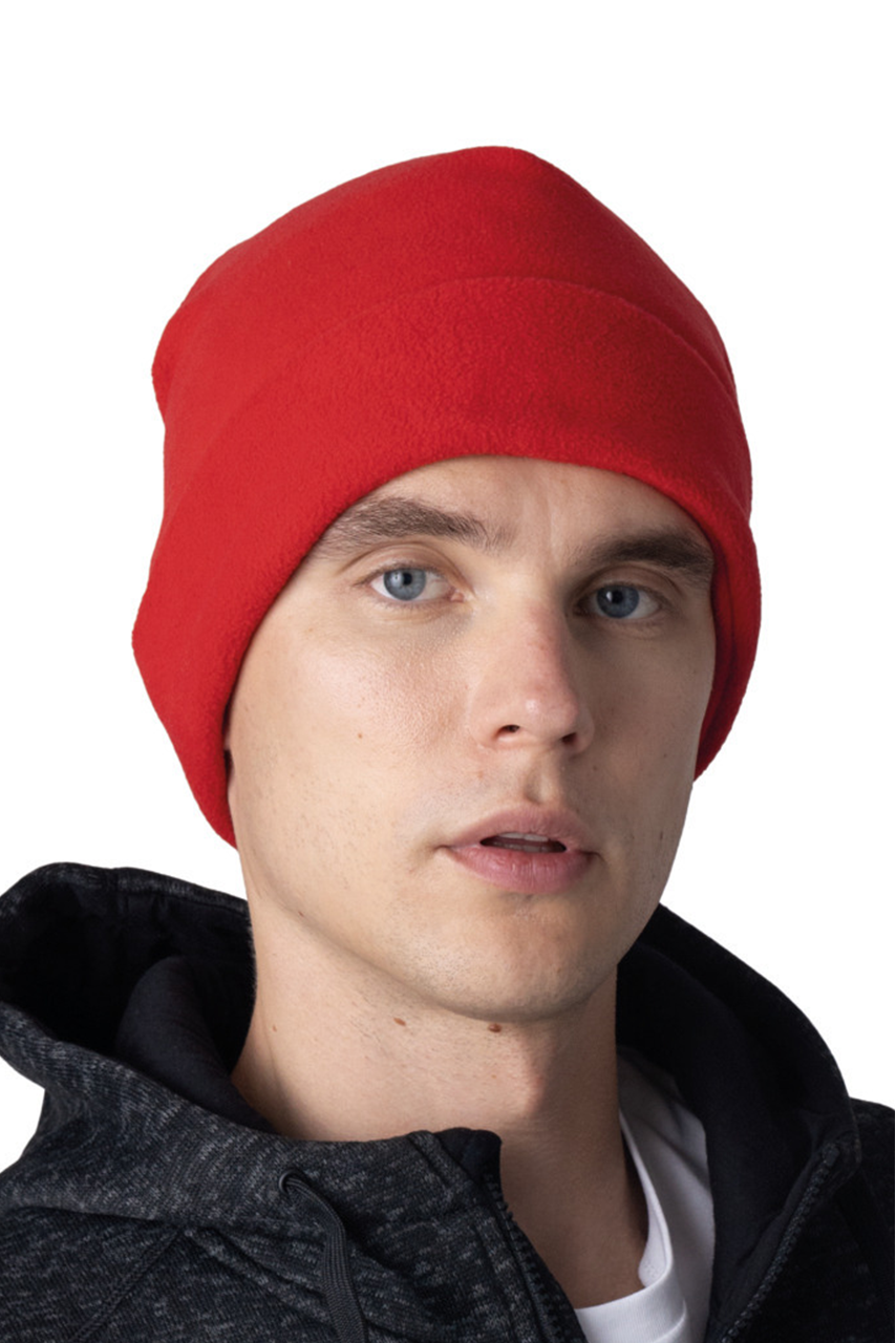 Cozy Red Polar Fleece Beanie - Warm Winter Hat