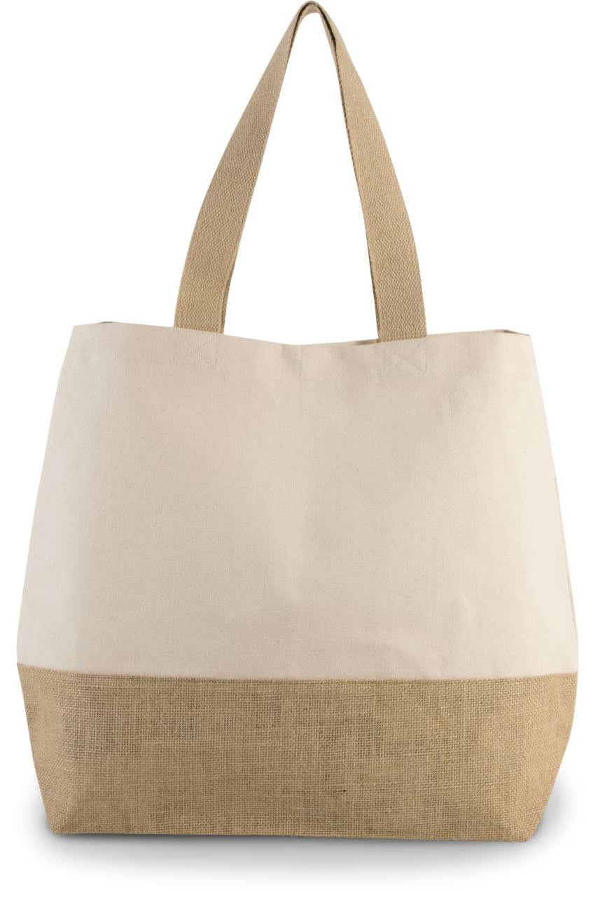 Geantă Shopper Din Pânză și Iută Elegantă