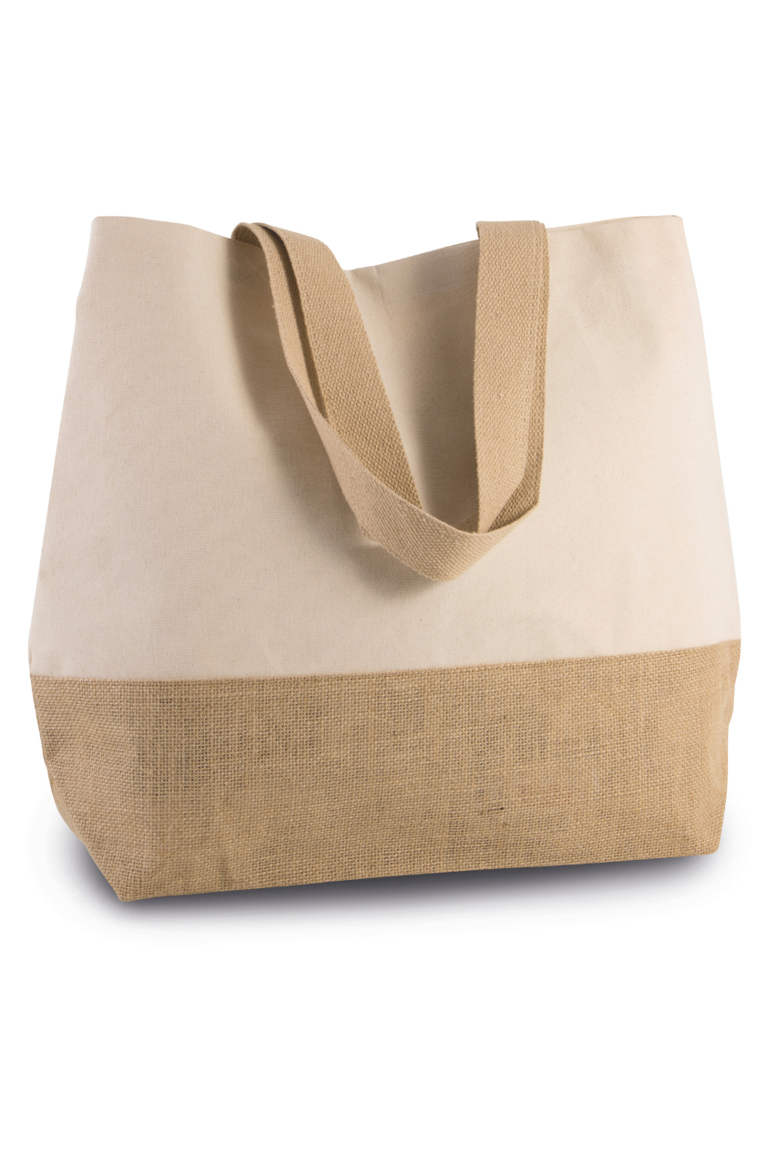 Geantă Shopper Din Pânză și Iută Elegantă