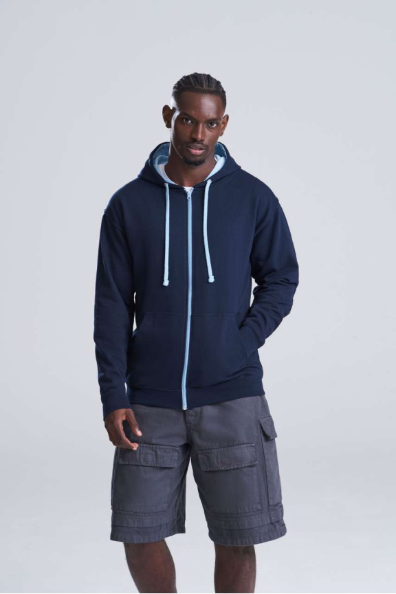 Varsity Contrast Full Zip Hoodie - Stylish & Comfortable