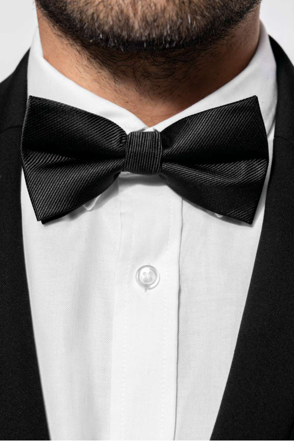 Classic Black Twill Bow Tie for Formal Events