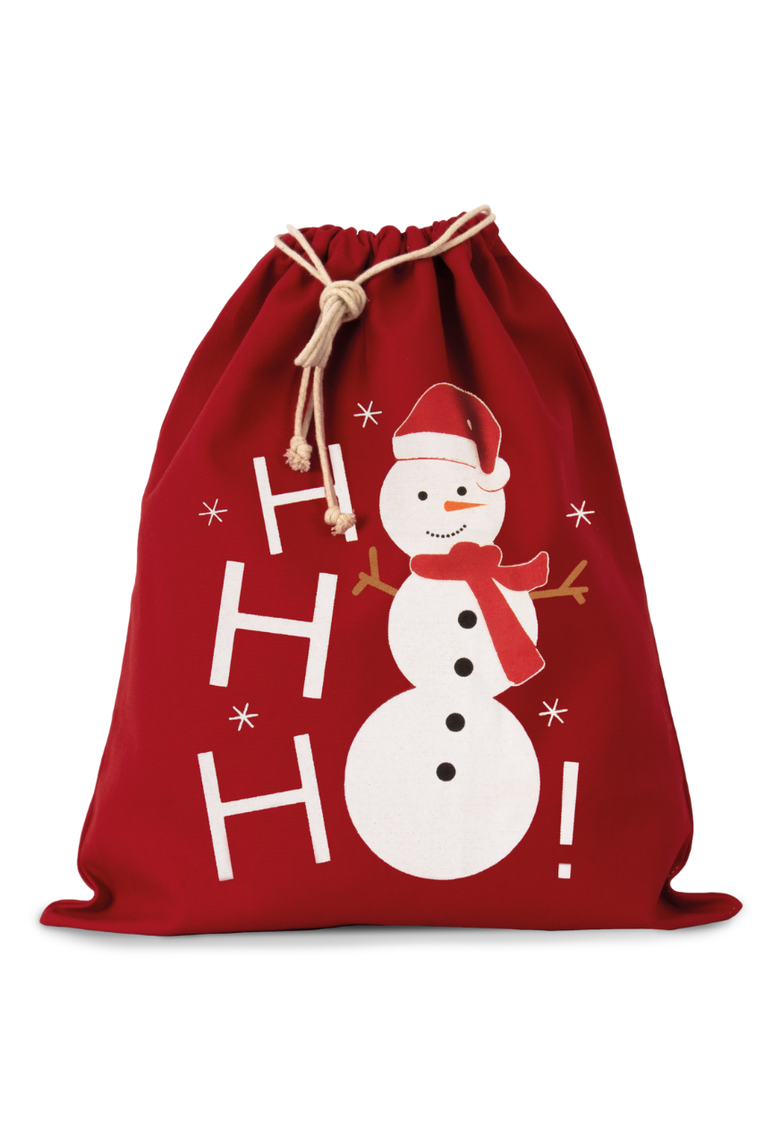 Festive Snowman Cotton Drawcord Bag