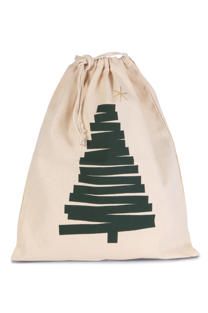 Cotton Christmas Tree Drawcord Bag
