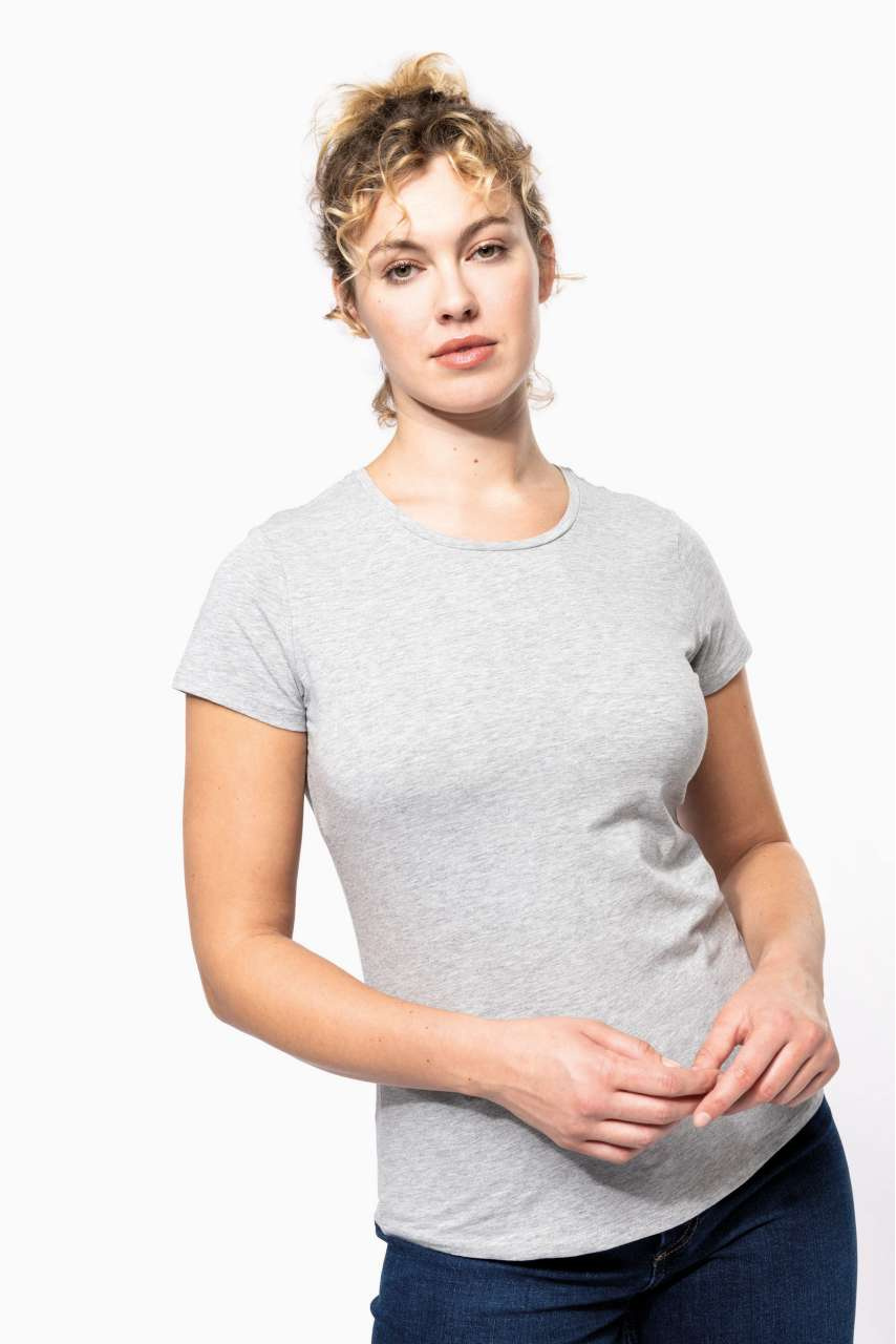 Tricou Dama cu Mânecă Scurtă și Guler Rotund