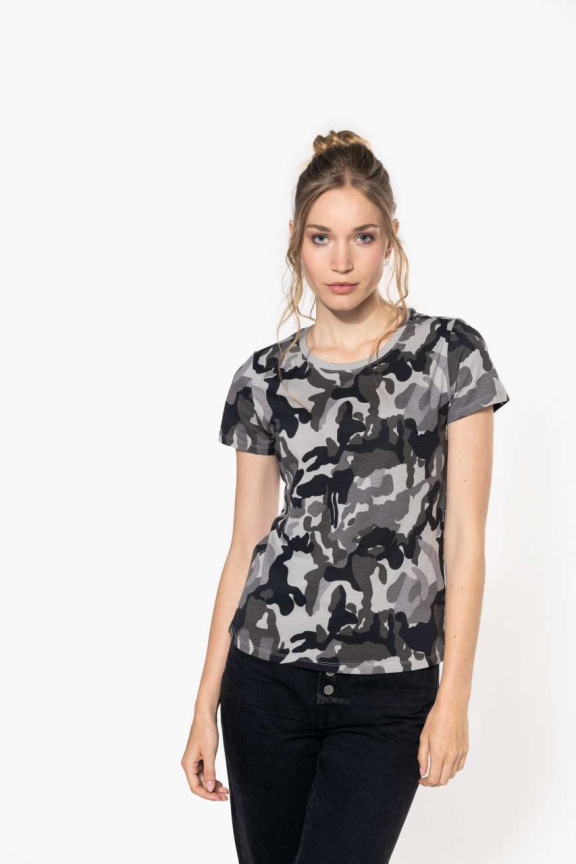 Tricou Damă Camo cu Mâneci Scurte - Bumbac 100%