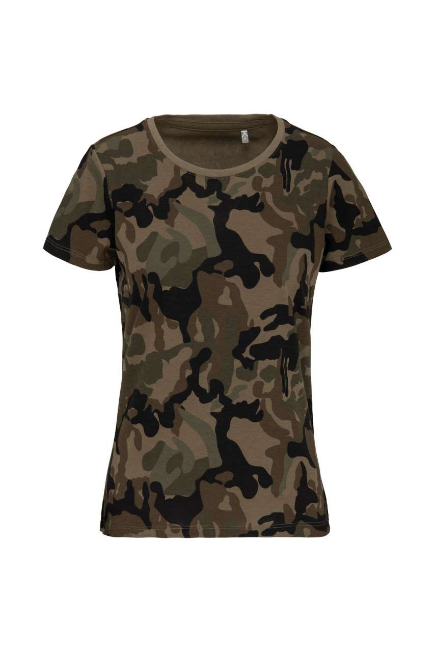 Tricou Damă Camo cu Mâneci Scurte - Bumbac 100%