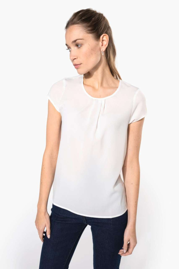 Women's Short-Sleeve Crepe Blouse - Elegant & Lightweight