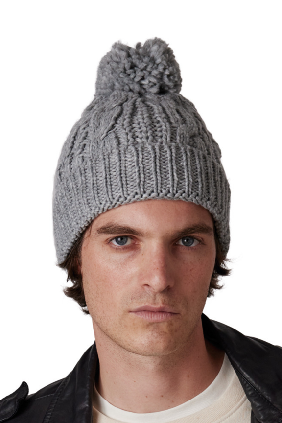 Twisted Motif Knit Beanie - Stylish & Warm