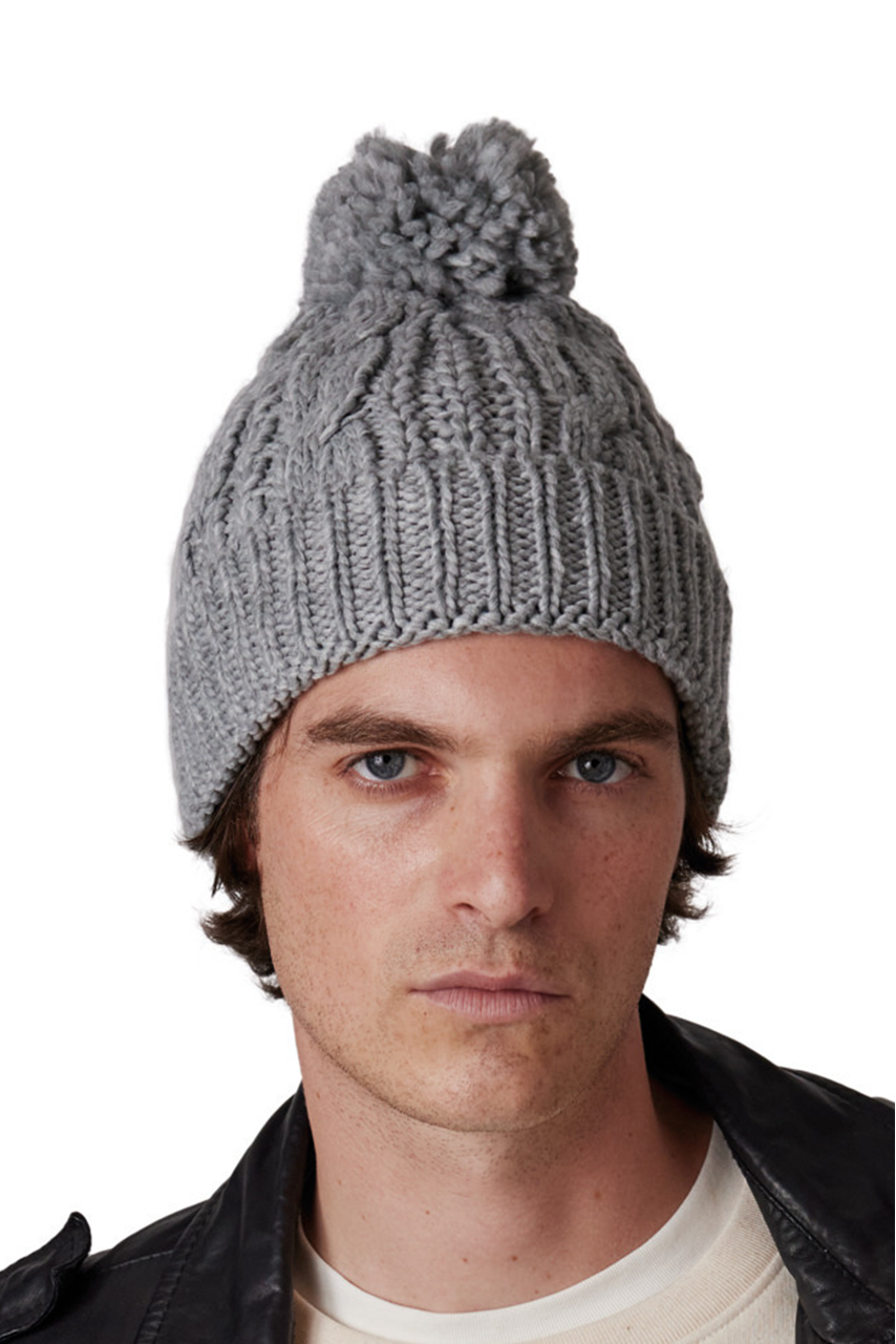 Twisted Motif Knit Beanie - Stylish & Warm