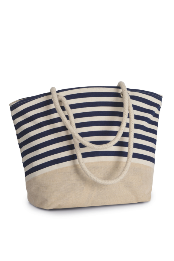 Geantă Shopper din Jută și Bumbac cu Imprimeu Nautic