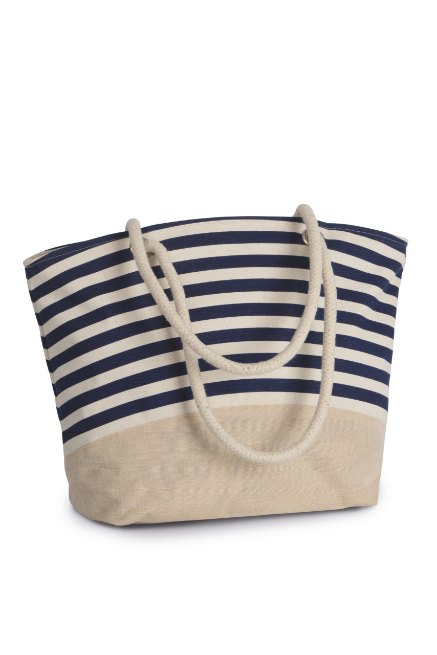 Geantă Shopper din Jută și Bumbac cu Imprimeu Nautic
