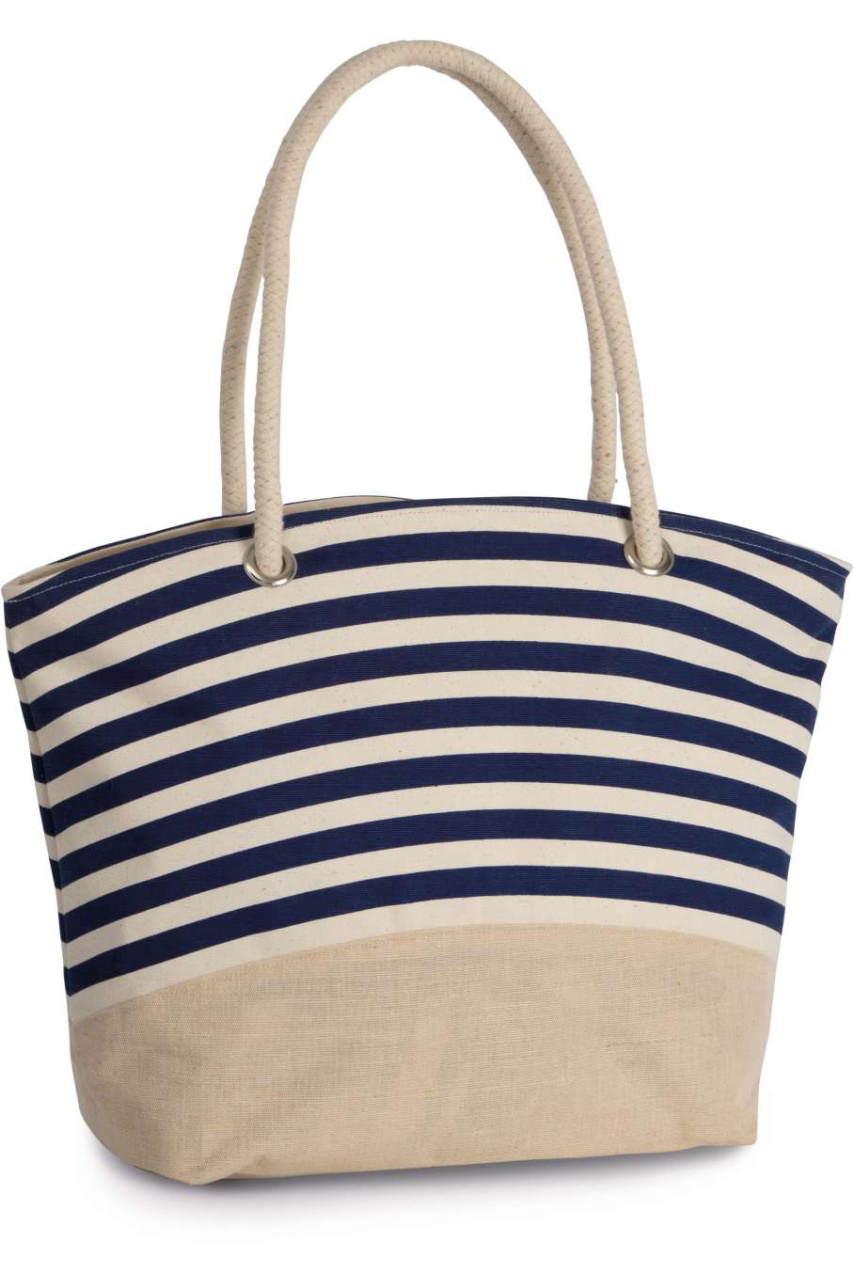 Geantă Shopper din Jută și Bumbac cu Imprimeu Nautic