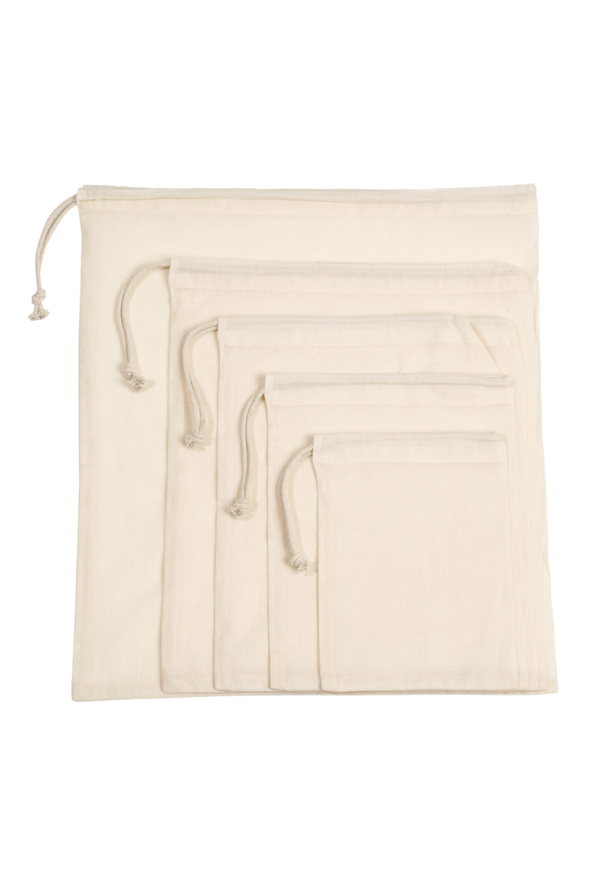 Organic Cotton Drawstring Bag Set