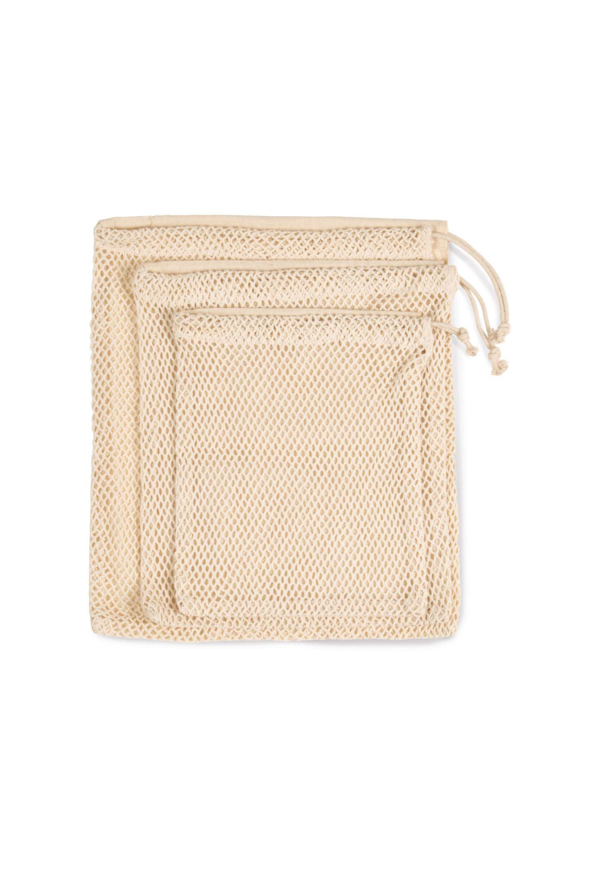 Cotton Mesh Drawstring Bag Set - Eco-Friendly Storage