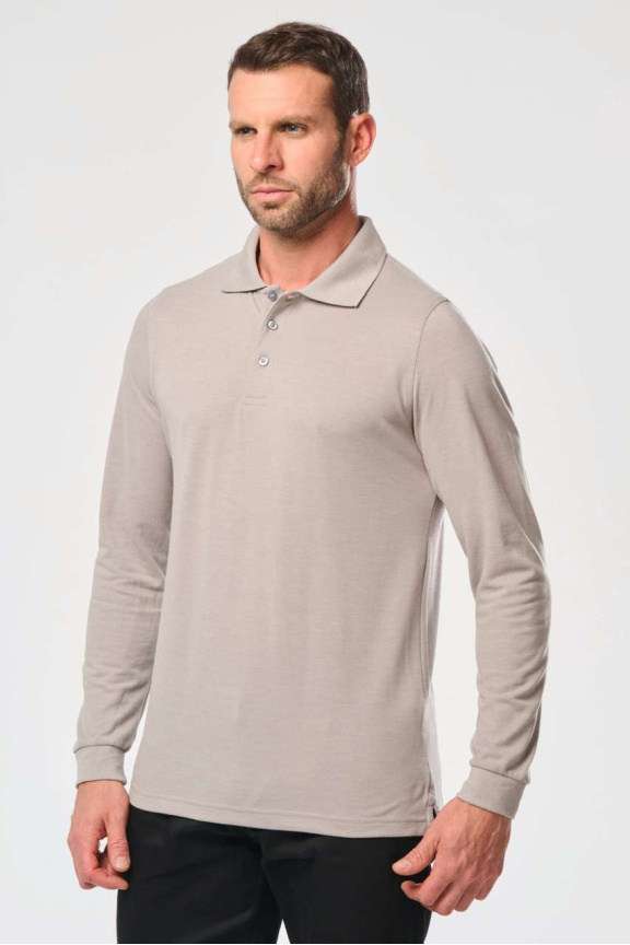 Men's Long-Sleeved Piqué Polo Shirt - Stylish & Comfortable