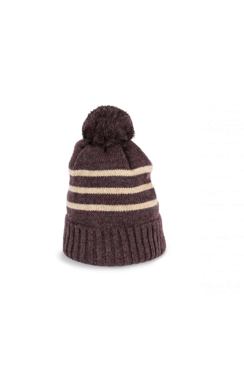 Eco-Friendly Striped Beanie with Bobble