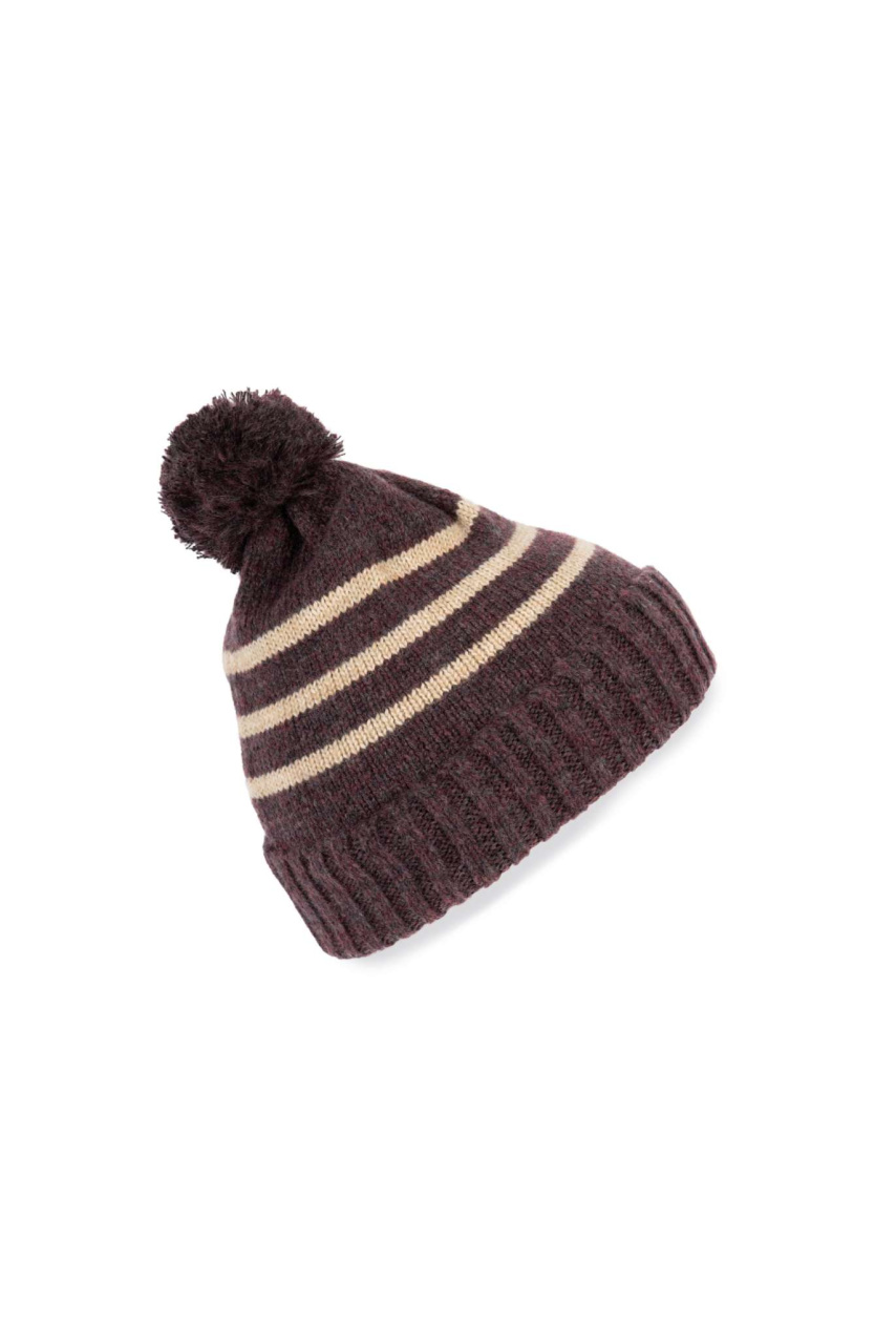 Eco-Friendly Striped Beanie with Bobble