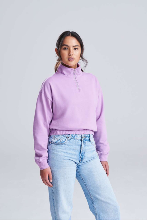 Hanorac Cropped Dama cu Fermuar 1/4 - Confort și Stil