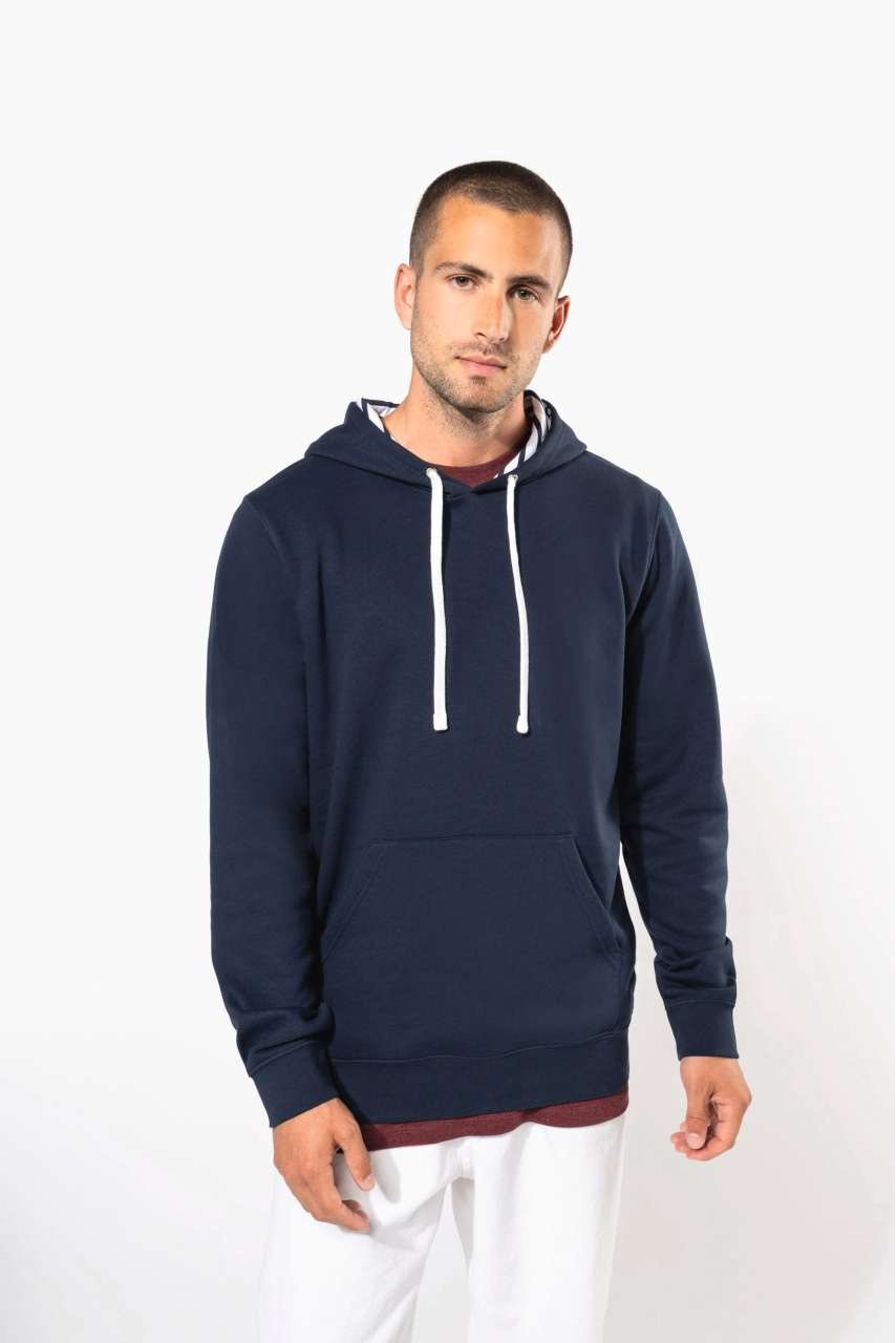 Unisex Contrast Patterned Hooded Sweatshirt