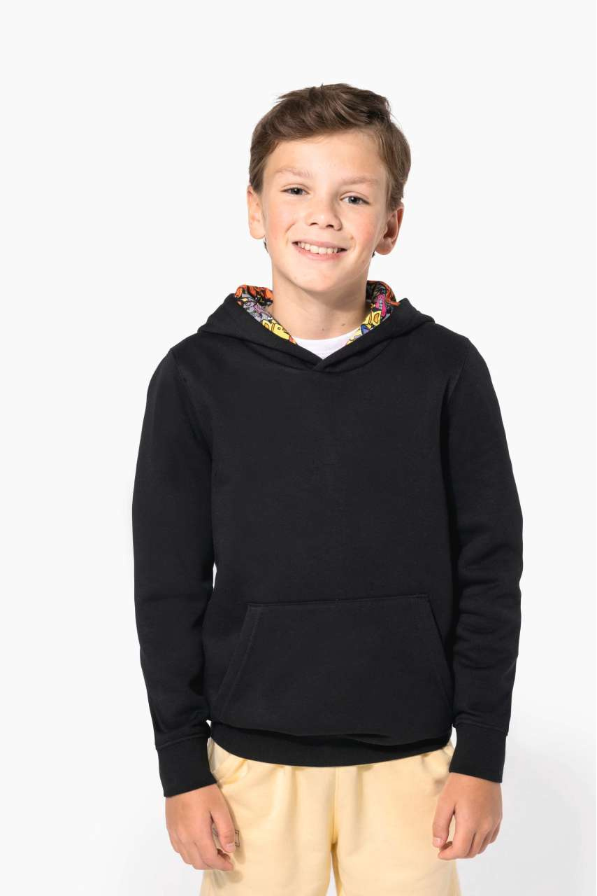 Kids Contrast Pattern Hooded Sweatshirt