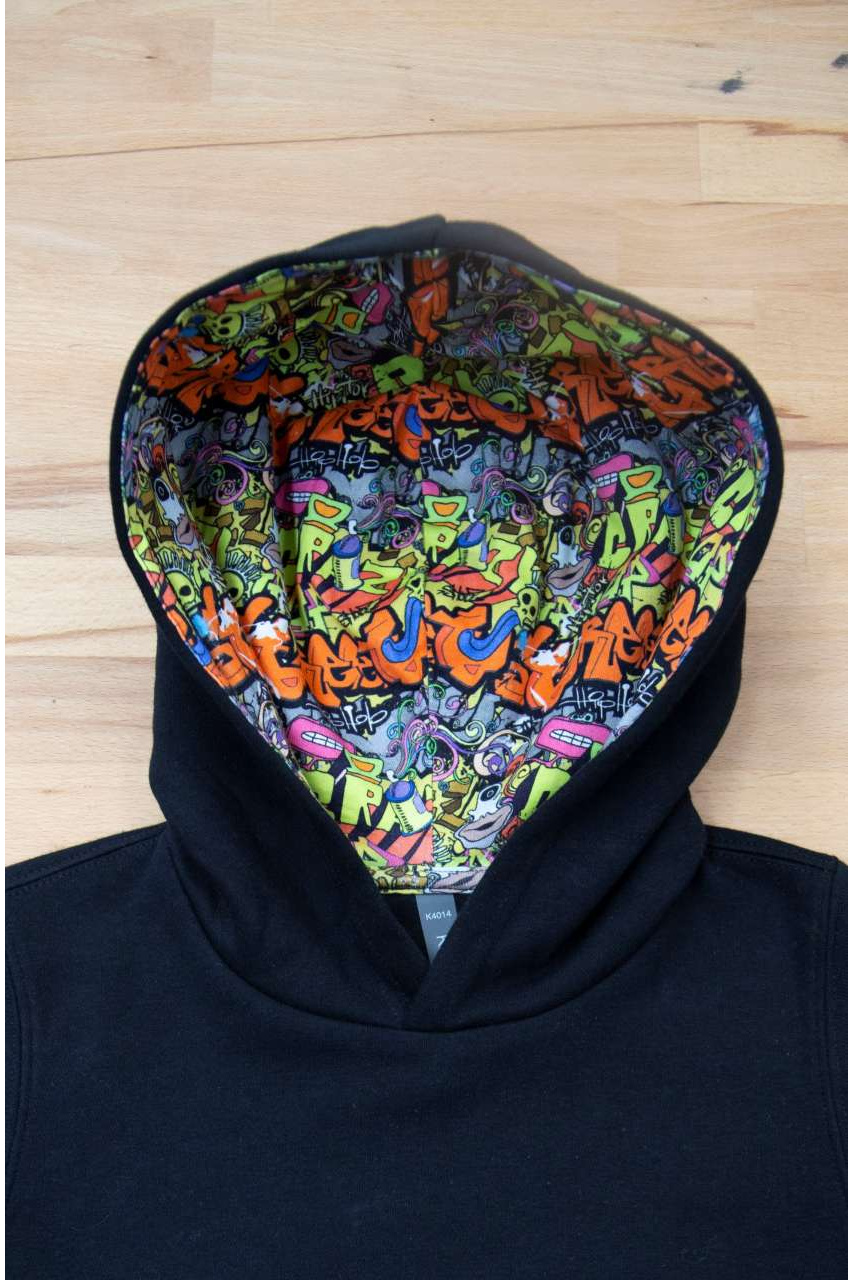 Kids Contrast Pattern Hooded Sweatshirt