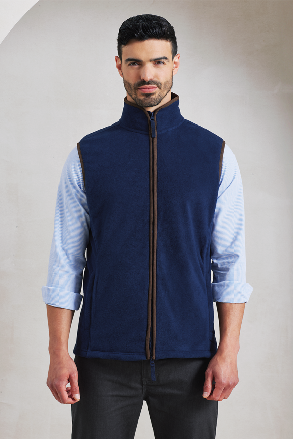 Men's 'Artisan' Fleece Gilet - Contrast Trim, Zip Style