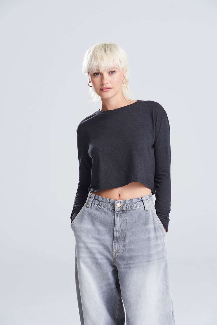 Tricou Cropped cu Mâneci Lungi pentru Femei