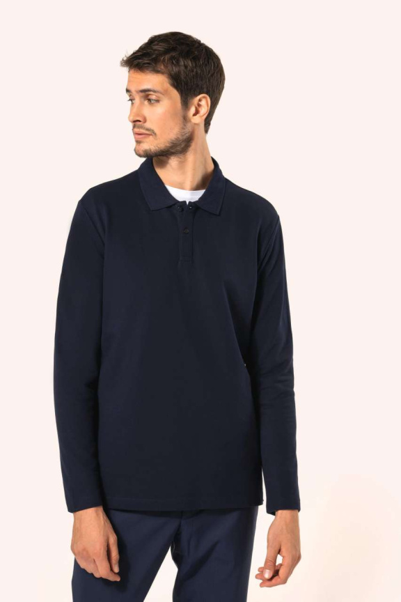 Tricou Polo Bărbați cu Mâneci Lungi din Supima®