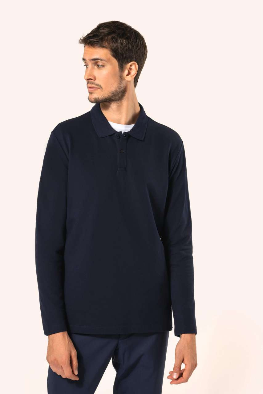 Tricou Polo Bărbați cu Mâneci Lungi din Supima®