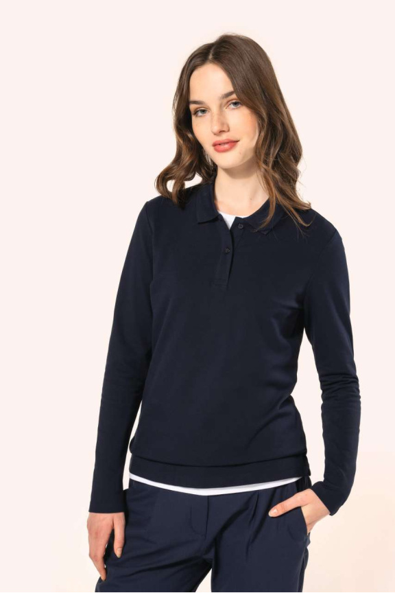 Tricou Polo Dama cu Mâneci Lungi din Supima®