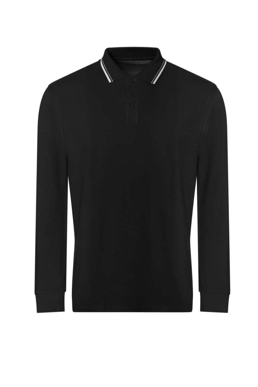 Long Sleeve Tipped Polo Shirt - Stylish & Comfortable