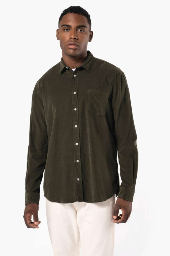 Men's Long-Sleeved Corduroy Shirt - 100% Cotton