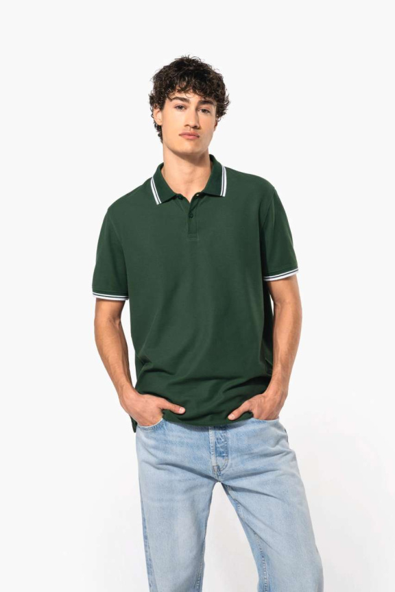 Men's Slim Fit Polo Shirt with Contrast Piping