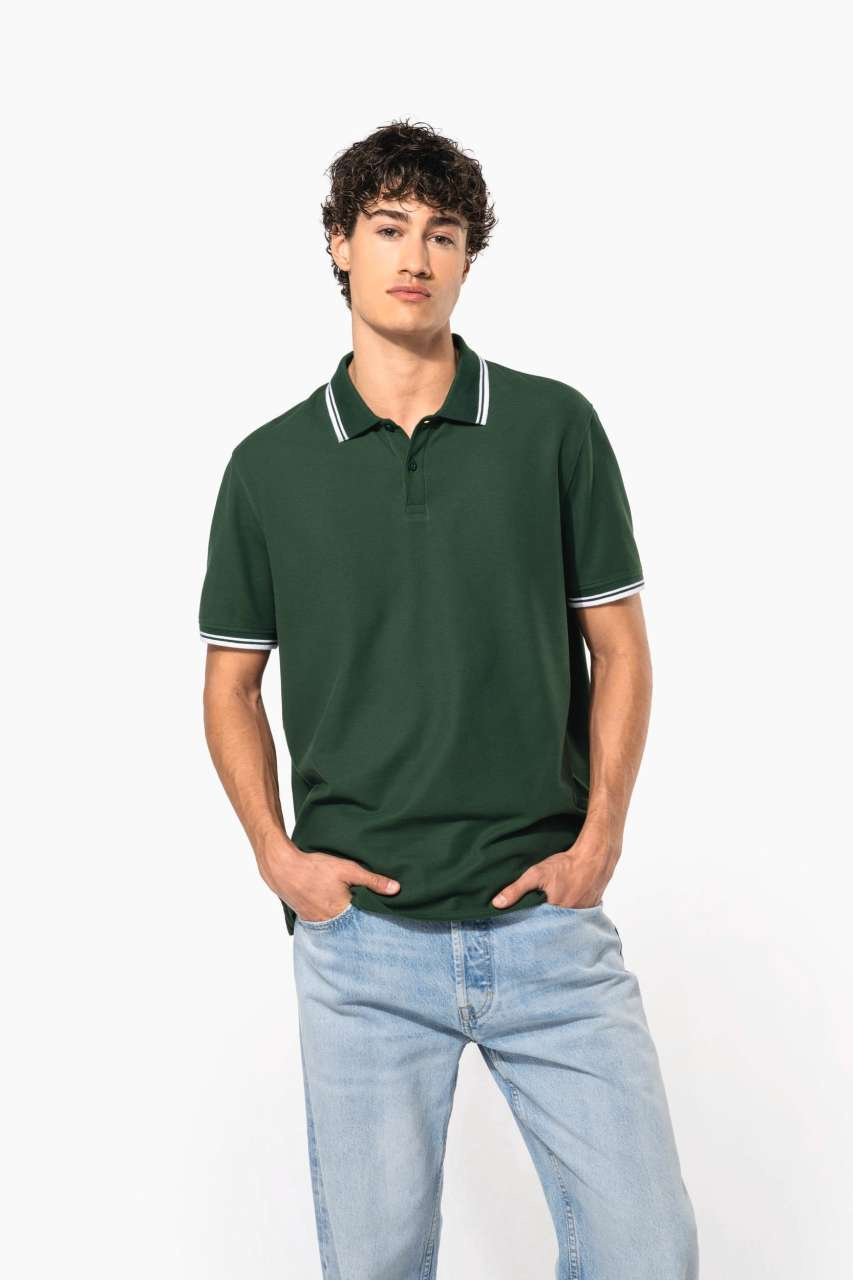 Tricou Polo Bărbați cu Dungi Contrastante