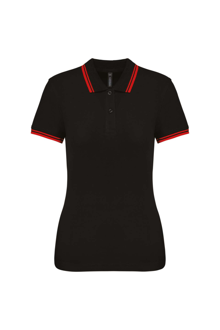 Tricou Polo Damă cu Dungi Contrastante