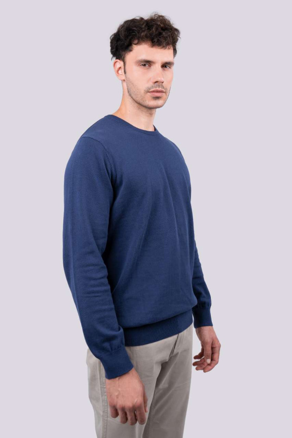 Men's Crew Neck Fine Gauge Cotton Pullover