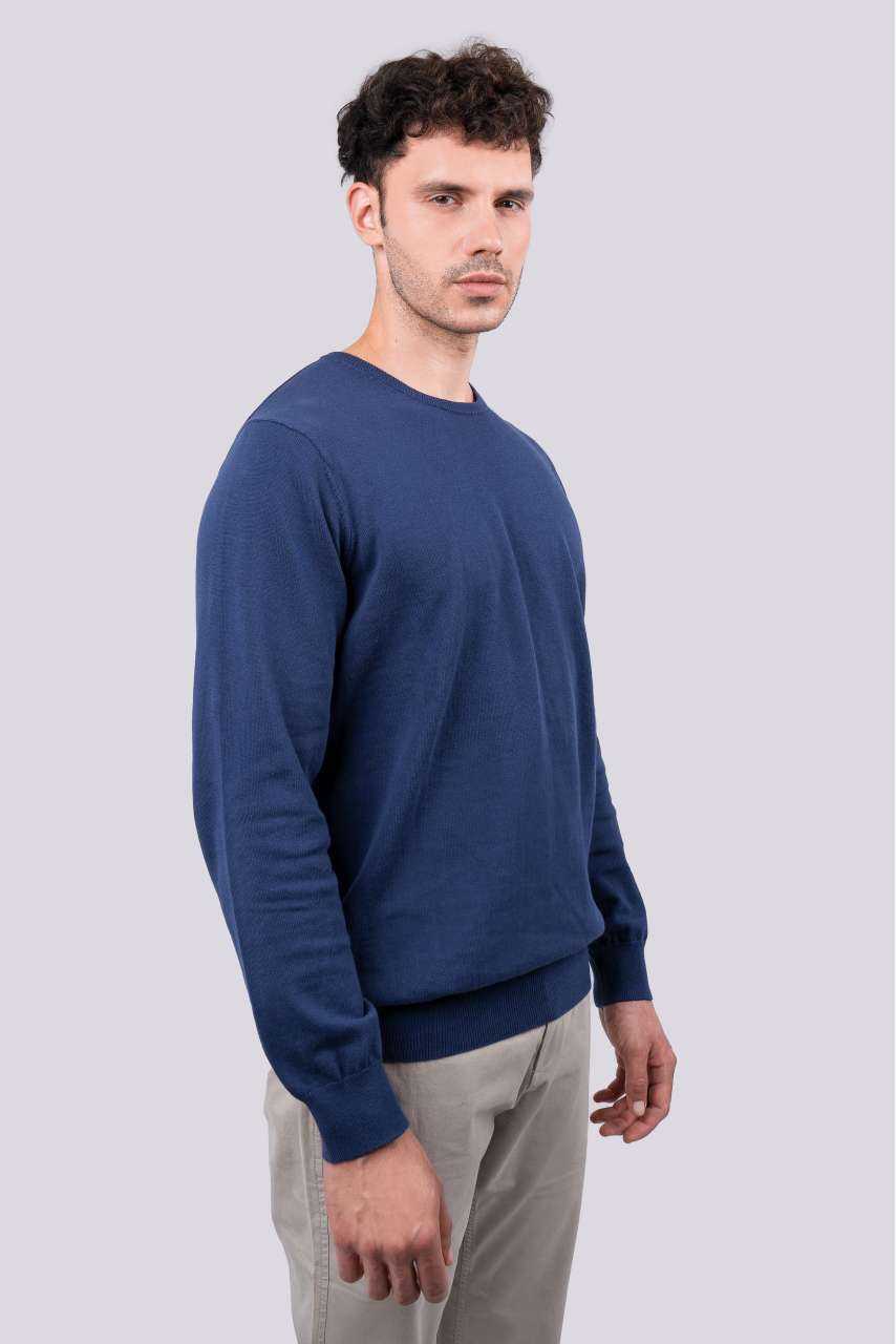 Men's Crew Neck Fine Gauge Cotton Pullover