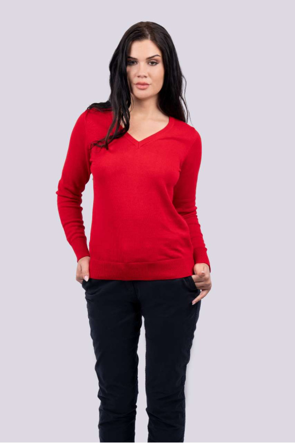 Women's Fine Gauge V-Neck Cotton Pullover